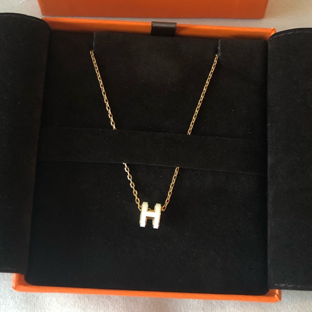 Hermes Lacquered Gold Mini Pop H White